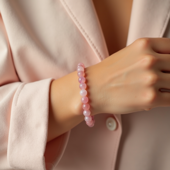 Skin-Friendly Soft Pink Natural Rose Quartz Bracelet